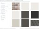 Sample board of exterior design elements: brick, siding colors, trim, and roof materials at 2641 Camphor Se Xing # 82, Smyrna, GA 30080