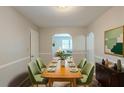 Elegant dining room with seating for six, modern lighting, and tasteful decor for memorable meals at 2247 Cherokee Valley Dr, Lithonia, GA 30058