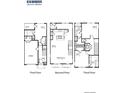 Detailed floor plan showcasing the layout of the three-story townhome with multiple bedrooms and bathrooms at 1338 Lakota Pl, Atlanta, GA 30315