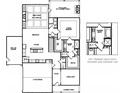 First floor floorplan with kitchen, living, dining, study, two car garage and patio deck at 1313 Pj East Rd, Covington, GA 30014