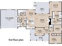 Detailed first floor plan showcasing spacious kitchen, dining area, and luxurious Primary suite at 567 Bearden Dr, Douglasville, GA 30134