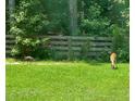 Spacious backyard with a wood fence and wildlife including deer and turkey at 241 Wooten Ct, Canton, GA 30114
