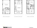 Detailed floor plan layouts showcasing room dimensions and layouts of the townhome, in a three-image layout at 434 Argosy Park Cir # 13, Alpharetta, GA 30005