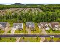 An aerial view of a residential neighborhood showcases lush greenery and well-maintained homes at 4960 Iris St, Cumming, GA 30040