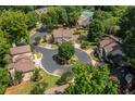Aerial view of the community and surrounding landscaping, showing lush greenery and neighborhood streets at 104 Powell Cv, Decatur, GA 30030