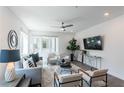 Comfortable living room with two chairs, a sofa, a ceiling fan, and a large flat-screen television at 371 Grant Cir # 1813, Atlanta, GA 30315