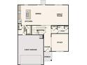 First floor plan featuring an open kitchen, great room, dining area, study, and 2-bay garage at 7254 Deering Court Lot 177, Douglasville, GA 30134