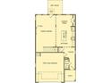 Open-concept floor plan featuring kitchen, Gathering room, dining area, 2 car garage, powder room, and patio at 1163 Park Center Cir, Austell, GA 30168