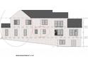 Architectural drawing featuring the back elevation of a brick two-story home at 4647 Lantern Ct, Stonecrest, GA 30038