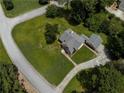 Aerial view of a landscaped property with a circular driveway and mature trees at , Stockbridge, GA 30281