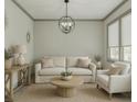 Cozy living room with neutral tones, stylish furnishings, and large windows for ample natural light at 4208 Sierra Creek Ct, Hoschton, GA 30548
