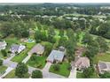 Areal view of neighborhood with mature trees, with some homes featuring in-ground pools at 3011 Stillwater Dr, Villa Rica, GA 30180