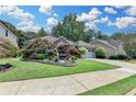 Inviting brick home with landscaped front yard and a two-car garage, set under a partly cloudy sky at 510 Elgaen Ct, Roswell, GA 30075