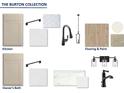 Sample of kitchen cabinets, bathroom tile, granite, and flooring from builder collection at 608 Barnfield Way, Dallas, GA 30157