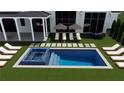 Stunning backyard with a sparkling pool, hot tub, and multiple lounge areas for outdoor entertaining at 245 Heatherton Way, Milton, GA 30009