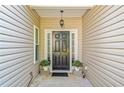 Charming front entrance with black door, sidelights, and decorative potted plants at 3540 Pilgrim Mill Rd, Cumming, GA 30041
