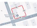 Property line map showing the outline and dimensions of the building at 88 Martin Se Ave, Atlanta, GA 30315