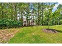 Scenic front yard with a lush lawn and landscaping leading to a stately two-story home at 7449 Waterview Cv, Douglasville, GA 30135