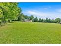 Expansive green lawn with a fenced perimeter surrounding a charming home under a clear blue sky at 146 Henderson Farm Ln, Canton, GA 30115