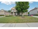 Well-maintained front yard with lush lawn and mature tree offers curb appeal at 6415 Yellow Birch St, Cumming, GA 30040