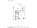 First floor plan featuring an open living area, kitchen, bedroom, and two-car garage at 1025 Liberty Springs Dr, Woodstock, GA 30188