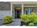 The home's entrance features a striking black front door flanked by vibrant green landscaping at 3695 Andover St, Cumming, GA 30028