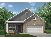 Charming one-story brick home with a two-car garage and well-manicured lawn at 1467 Trellis Court (Lot 5), Hampton, GA 30228