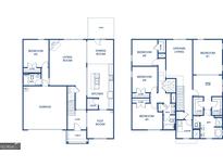 Two-story home floor plan; 5 bedrooms, 2.5 baths, garage, and flex room at 4075 Spencer Trail, Stonecrest, GA 30038