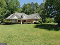 Brick house with a large front yard and lush green lawn at 133 Barrington Farms Dr, Sharpsburg, GA 30277