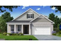 Two-story house with gray siding, white columns, and a two-car garage at 595 Parnassus Rd # 225, Locust Grove, GA 30248