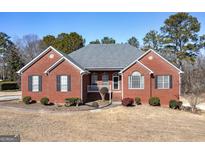 Brick house with a large front yard and a two-car garage at 253 Edenwylde Ct, Hampton, GA 30228