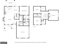 Two-story home floor plan, showing a 2-car garage, bonus room, and multiple bedrooms and baths at 107 Oak Road, Locust Grove, GA 30248