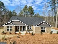 Beautiful new construction home with brick and siding exterior and a dark roof at 3392 Milan Ct # 2 Plapprox Sqft 3, Douglasville, GA 30135