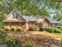 Charming brick home with a well-manicured lawn and mature trees, offering great curb appeal at 925 Champions Way, Mcdonough, GA 30252