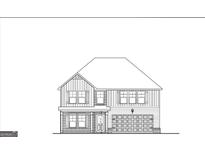 Two-story home showcasing a harmonious blend of vertical siding, brick accents and a symmetrical facade at 742 Great Oak Pl # 13, Villa Rica, GA 30180