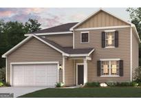 Charming two-story home with a classic exterior, two-car garage, and landscaped yard at 8516 (Lot 130) Polston Place Dr, Douglasville, GA 30134