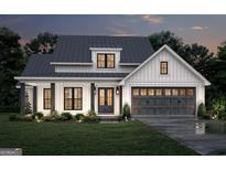 Charming new construction home featuring modern farmhouse design, a two-car garage, and verdant landscaping at 6134 Se Linwood Dr, Covington, GA 30014