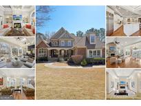 Inviting multi-story brick home showcasing a well-manicured lawn and traditional architectural style at 210 Steeple Point Dr, Roswell, GA 30076