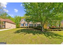 Lovely brick home featuring a large lawn and a mature tree providing ample shade at 1201 Turtle Creek Ct, Lawrenceville, GA 30043