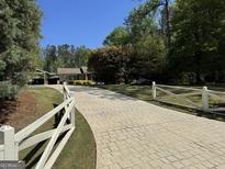 Long driveway leading to a charming house with a manicured lawn and beautiful landscaping at 363 Palmetto Rd, Tyrone, GA 30290