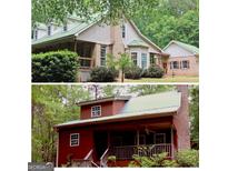 Split image showcasing the house with a green roof and a second house with a red roof at 695 Frog Rd, Locust Grove, GA 30248