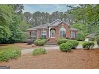 Charming brick home featuring lush landscaping and a well-manicured front yard at 120 Hamilton Glen Ct, Fayetteville, GA 30215