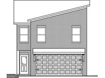 A simple exterior elevation drawing of a brick home with a garage at 4831 Station Lane # 29, Union City, GA 30349