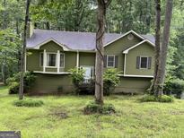 Charming green home featuring a well-maintained yard and a welcoming white front door at 133 Deerfield Ln, Carrollton, GA 30116