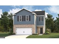 Charming two-story home with blue siding, brick accents, and a well-maintained front yard at 5451 Baybrook Cir, South Fulton, GA 30349