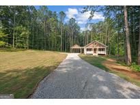 Charming home featuring a long driveway, well-maintained lawn, and inviting front porch nestled amongst the trees at 55 Etheridge Rd, Temple, GA 30179