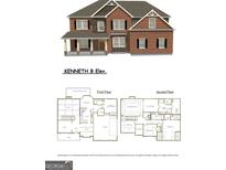 Illustration of a two-story home with brick and dark-colored siding accents at 140 Wilson Drive, Mcdonough, GA 30252