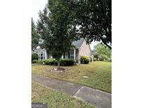 Charming single-story home with well-manicured lawn and mature trees at 300 Monarch Village Way, Stockbridge, GA 30281