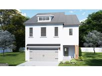 Charming two-story home showcasing a white brick exterior, gray roof, and well-manicured lawn at 37 Fraser Ln # 122B, Auburn, GA 30011