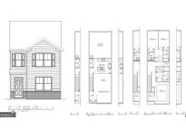 Detailed front elevation of a modern two-story home, architectural design and layout at 352 Sound Cir, Stockbridge, GA 30281